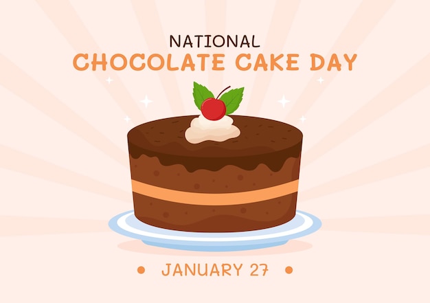 National Chocolate Cake Day Celebration op 27 januari met Delicious Sweetness in Flat Illustration