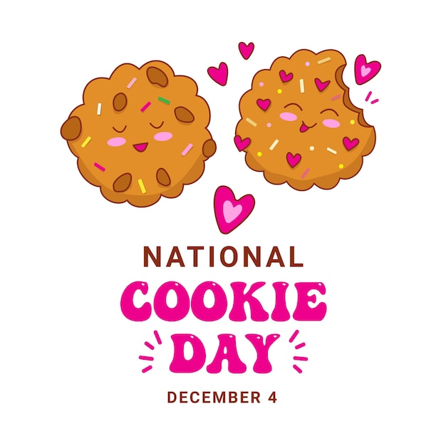 National cookie day th december funny chocolate sweet cookie vector illustration in cartoon style