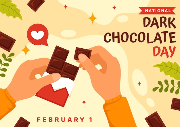 National dark chocolate day vector illustration per la salute e la felicità che il cioccolato porta