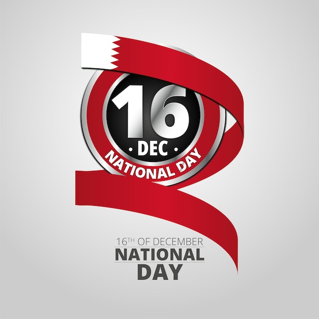 national day of Bahrain 16th of December badge with waving flag