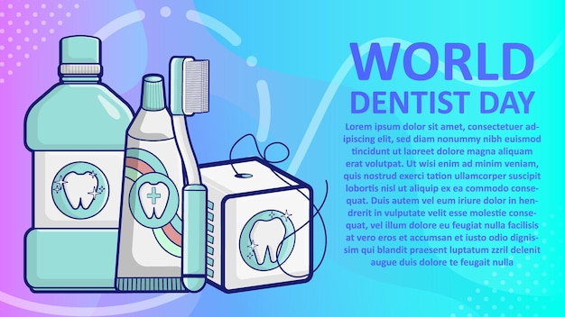 Illustrazione di vettore dell'insegna orizzontale della giornata nazionale del dentista