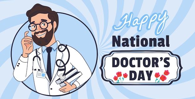 Vector national doctors day concept with male medic