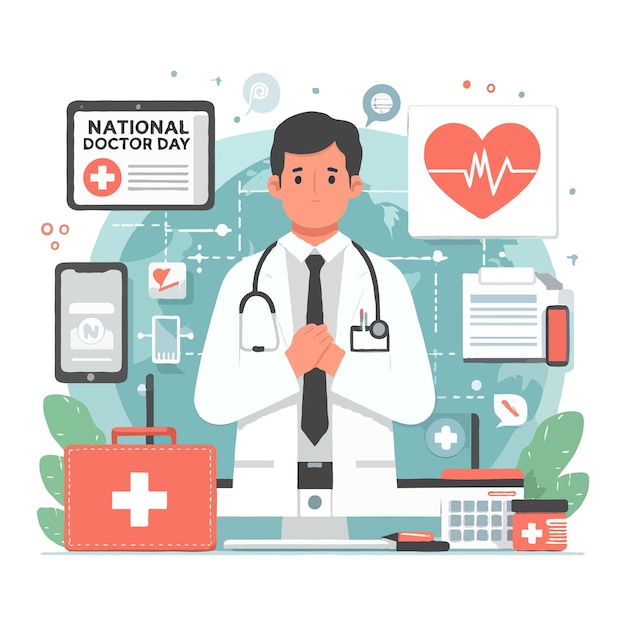 National Doctors Day vector illustration with a white background