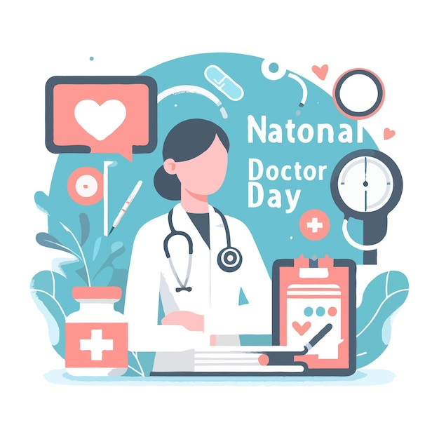 National Doctors Day vector illustration with a white background