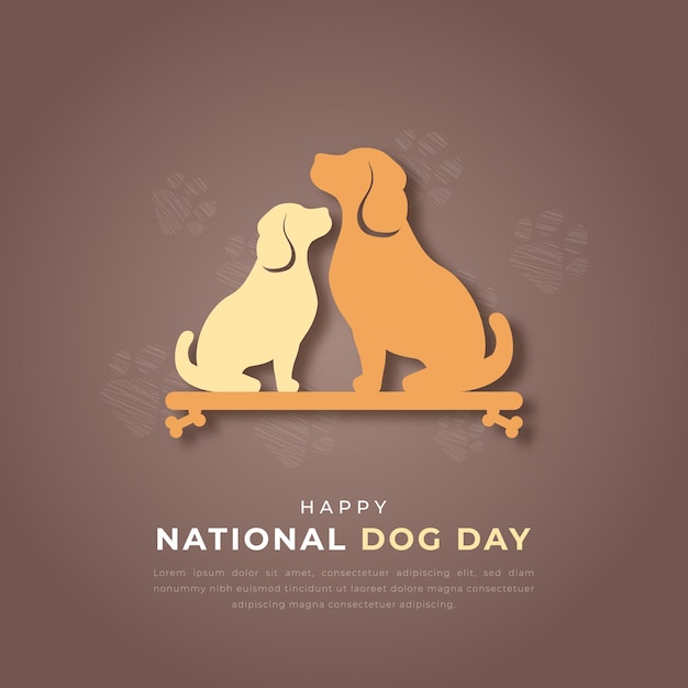Вектор Национальный день собаки стиль вырезания бумаги дизайн иллюстрация для фона плаката реклама баннера