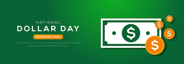 Vector national dollar day paper cut style design illustration for background poster banner advertising