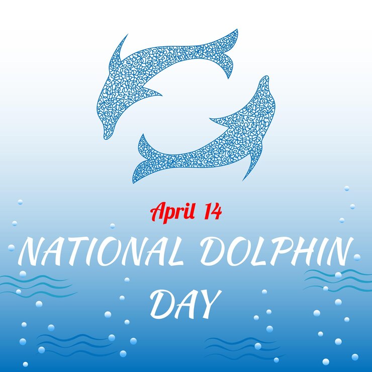 Vector national dolphin day design in childrens drawn style
