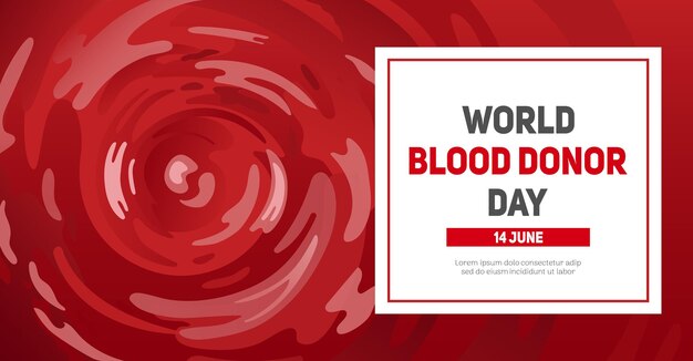 National Donor Day Horizontal banner Blood funnel whirlpool swirl Illustration in a realistic style Hemophilia blood diseases For banner website poster postcards