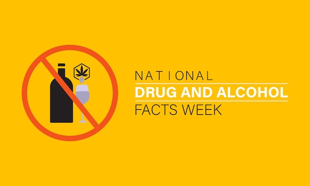 Vector national drug and alcohol facts week vector template promoting awareness and prevention with informative graphics and support resources background banner card poster design