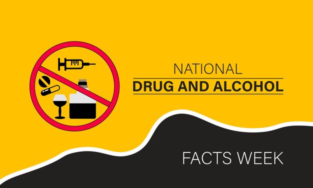 National drug and alcohol facts week vector template promoting awareness and prevention with informative graphics and support resources background banner card poster design