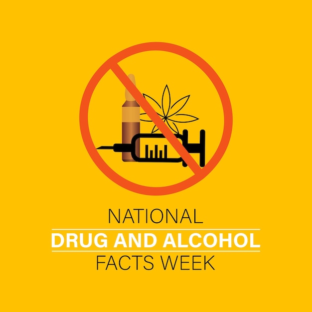 국가 마약 및 알코올 사실 주간 터 템플릿 정보 그래픽 및 지원 자원 배경 배너 카드 포스터 디자인으로 인식 및 예방을 촉진합니다.