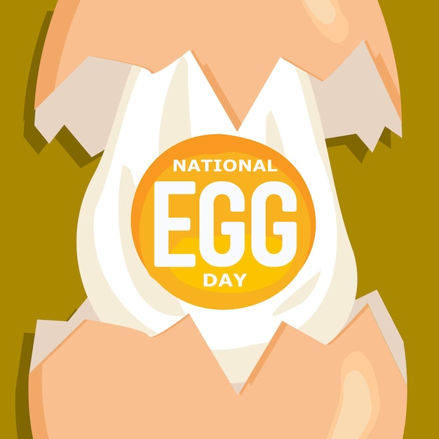 National egg day with egg breaking and yolk dripping illustration