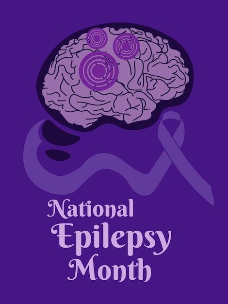 Национальный месяц эпилепсии дизайн плаката вертикального баннера или флаера о здоровье