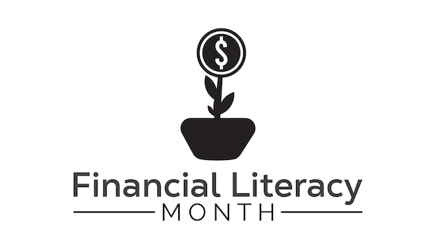 National financial literacy Month observed every year in April poster card and background vector