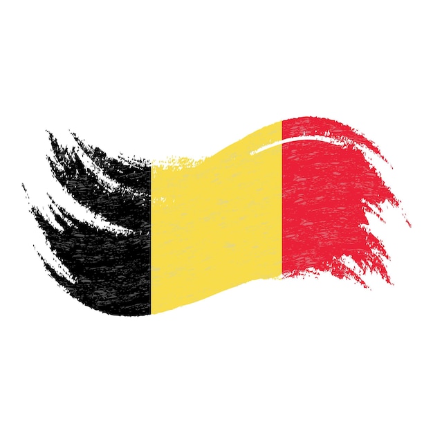 白い背景のベクトル図にブラシ ストローク分離を使用して設計されたベルギーの国旗