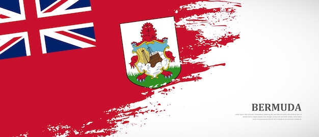 Vettore bandiera nazionale delle bermuda con priorità bassa dell'insegna della bandiera della spazzola strutturata disegnata a mano