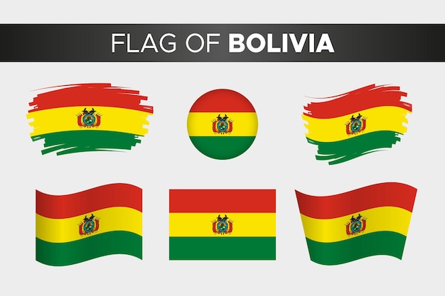 National flag of bolivia in brush stroke wavy circle button style and flat design