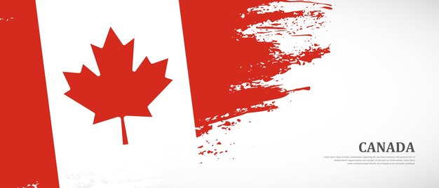 National flag of Canada with hand drawn textured brush flag banner background