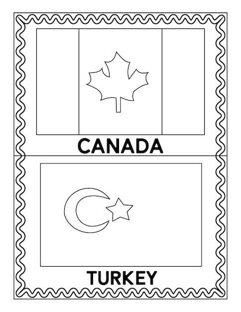 National flag coloring pages vector