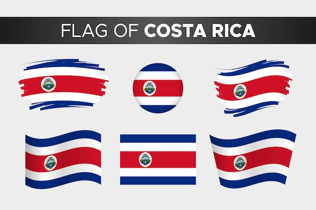 National flag of costa rica in brush stroke wavy circle button style and flat design