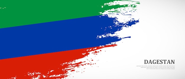 National flag of Dagestan with hand drawn textured brush flag banner background