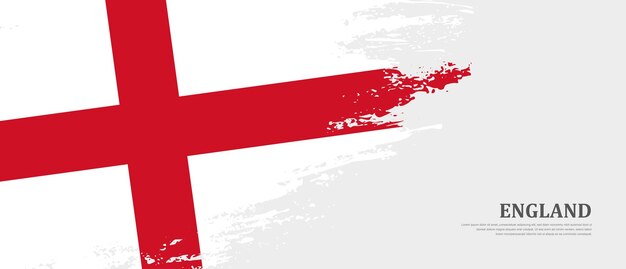 Vector national flag of england with hand drawn textured brush flag banner background