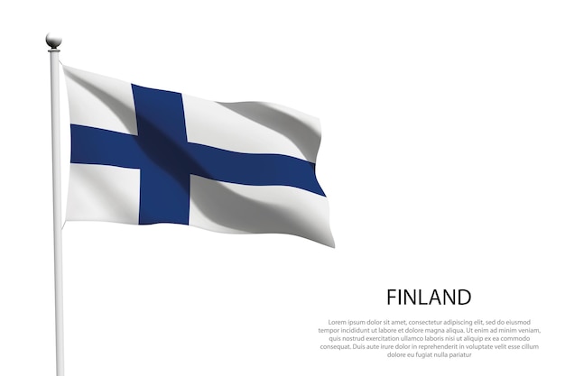 フィンランドの国旗が白い背景で振られている