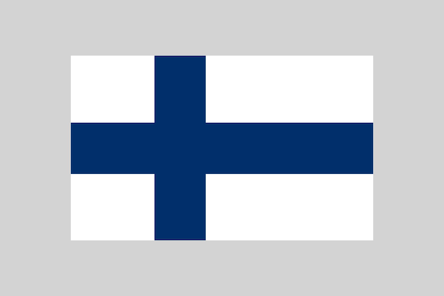 Vettore bandiera nazionale della finlandia dimensioni e colori originali illustrazione vettoriale suomen lippu o flagga finlandese e siniristilippu hanno utilizzato la croce nordica la bandiera finlandese ha la croce scandinava
