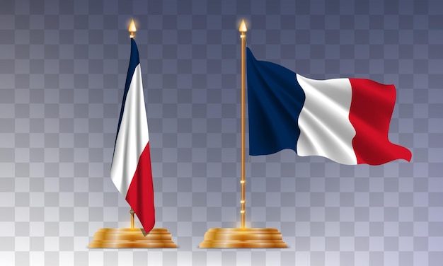 Vector national flag of france 3d realistic render on a transparent background sign of french republic