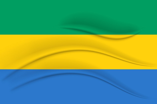 National flag of Gabon with silk effect African Gabon flag 3D illustration vector