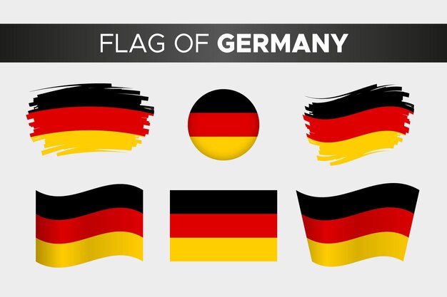 Vector national flag of germany in brush stroke wavy circle button style and flat design