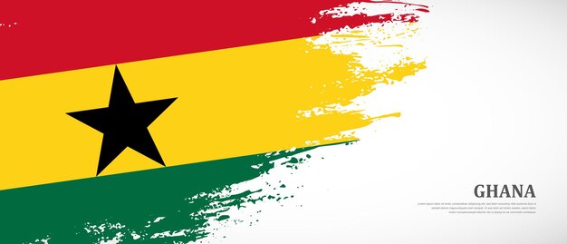 National flag of Ghana with hand drawn textured brush flag banner background