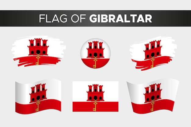 National flag of gibraltar in brush stroke wavy circle button style and flat design