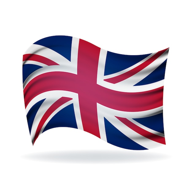 Vector the national flag of great britain the symbol of the state on wavy cotton fabric