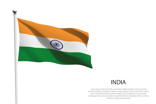 インドの国旗が白い背景で振られている