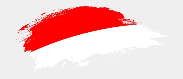 흰색 배경에 곡선 얼룩 브러시 획 효과와 인도네시아의 국기