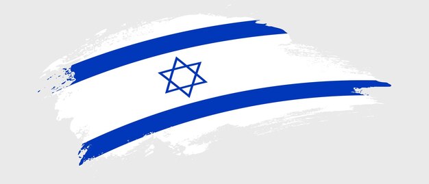 National flag of israel with curve stain brush stroke effect on white background