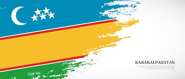 Государственный флаг Каракалпакстана с нарисованным вручную текстурированным фоном флага кисти