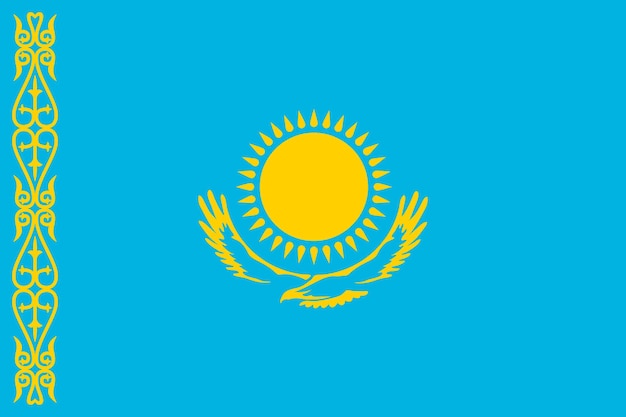 National flag of Kazakhstan Republic Patriotic kazakhstani sign in official national country colors and proportion correctly Symbol of Central Asia state Vector icon illustration