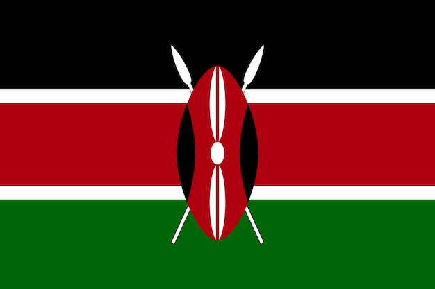 Bandiera nazionale del kenya segno dello stato africano colori ufficiali del kenya segno patriottico paese dell'africa orientale illustrazione di icone vettoriale