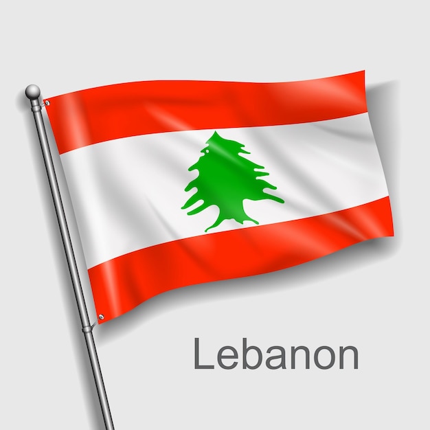 the national flag of Lebanon in Asia