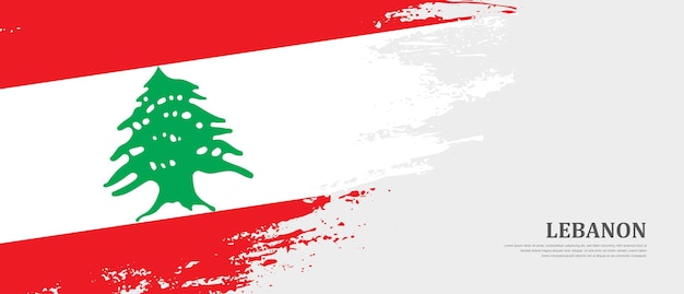 National flag of Lebanon with hand drawn textured brush flag banner background