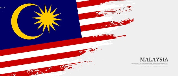 National flag of Malaysia with hand drawn textured brush flag banner background