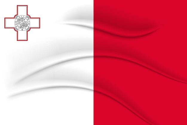 Vector national flag of malta, fabric effect. illustration, vector