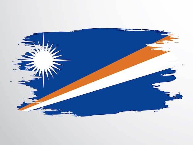 The national flag of the Marshall Islands painted with a brush