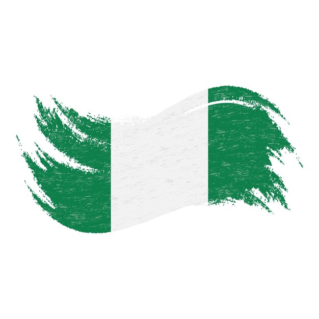 Vector national flag of nigeria designed using brush strokesisolated on a white background vector illustration