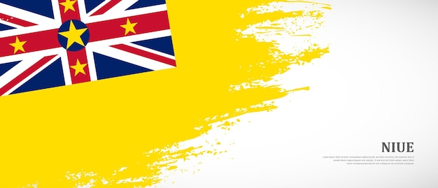 National flag of Niue with hand drawn textured brush flag banner background