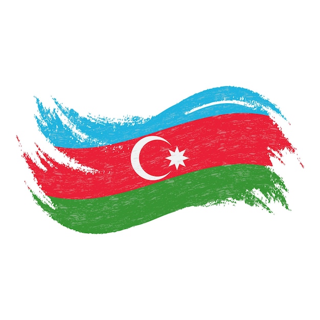 白い背景のベクトル図にブラシ ストロークの分離を使用して設計されているアゼルバイジャンの国旗