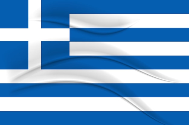 Государственный флаг греции, эффект ткани. иллюстрация, вектор
