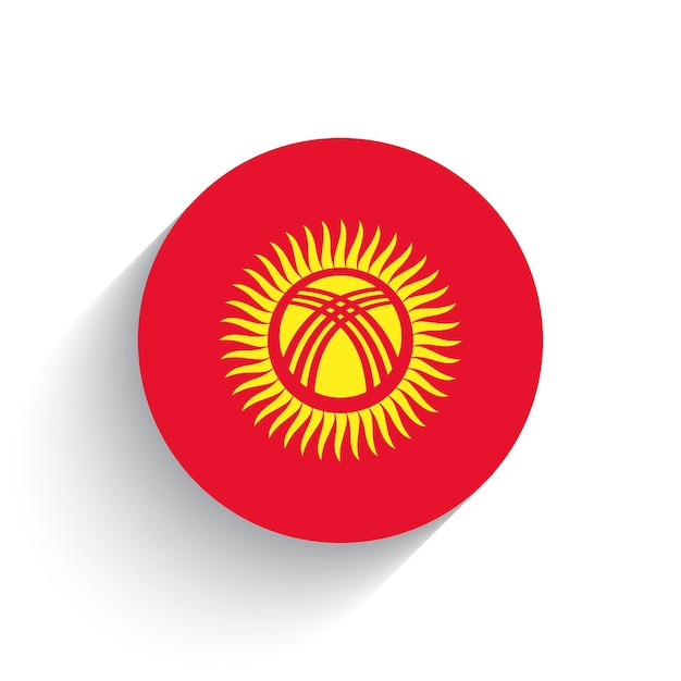 Национальный флаг кыргызстана икона векторная иллюстрация изолирована на белом фоне
